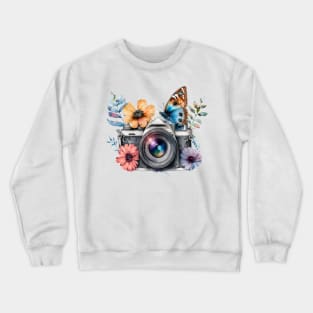 Spring Floral Camera Crewneck Sweatshirt